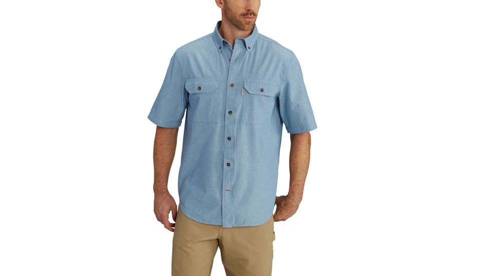 Carhartt Fort Short Sleeve Shirt LW Chambray Bfnt - Mens, Black Chambray, S-REG S200-CBL-REG-SML