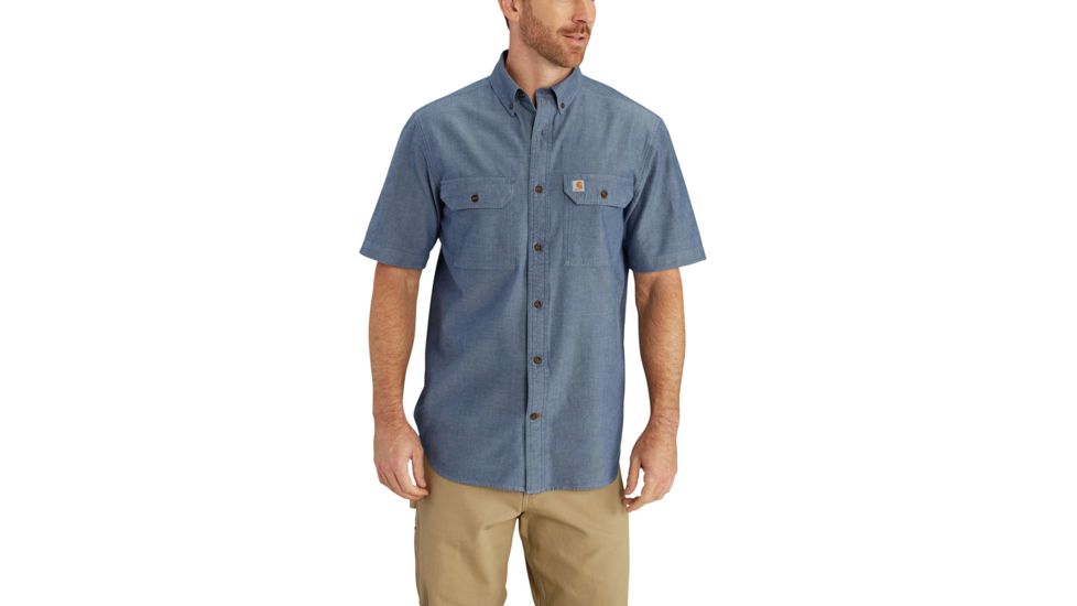 Carhartt Fort Solid Short Sleeve Shirt for Mens, Denim Blue Chambray, Small/Regular S200-499-REG-SML