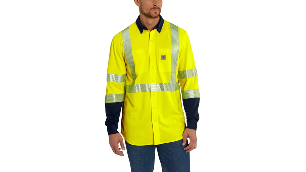 Carhartt FR High Vis Force Hybrid Shirt Class 3-Personal Protective, Brite Lime, Small, Regular, 102843-323-REG-S