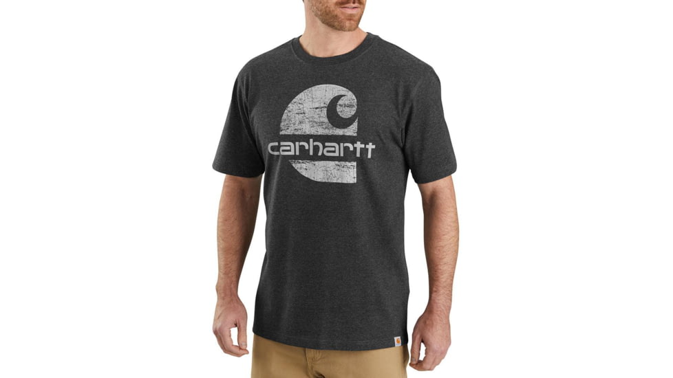 Carhartt Heavyweight Short-Sleeve Logo Graphic T-Shirt - Mens, Carbon Heather, Small, 104387-CRH-REG-S