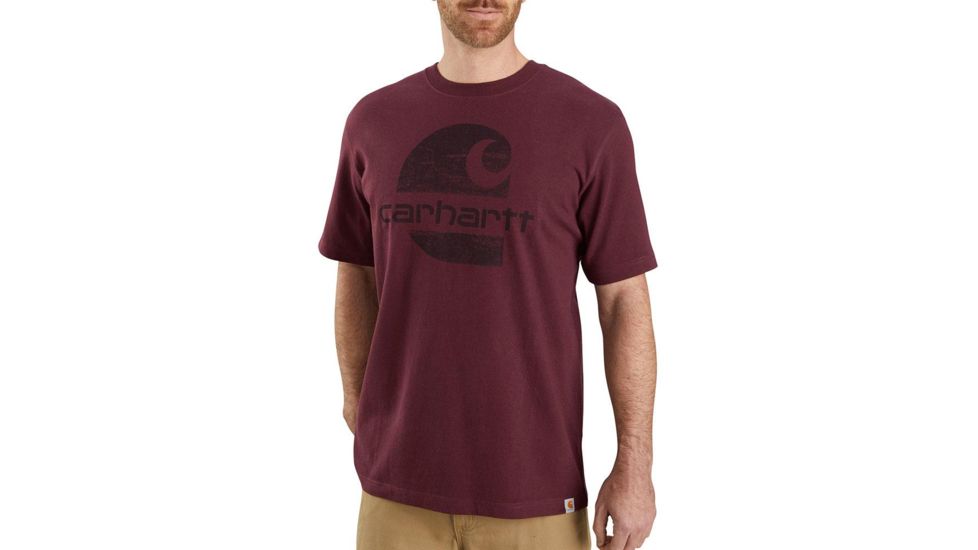 Carhartt Heavyweight Short-Sleeve Logo Graphic T-Shirt - Mens, Port, Small, 104387-PRT-REG-S
