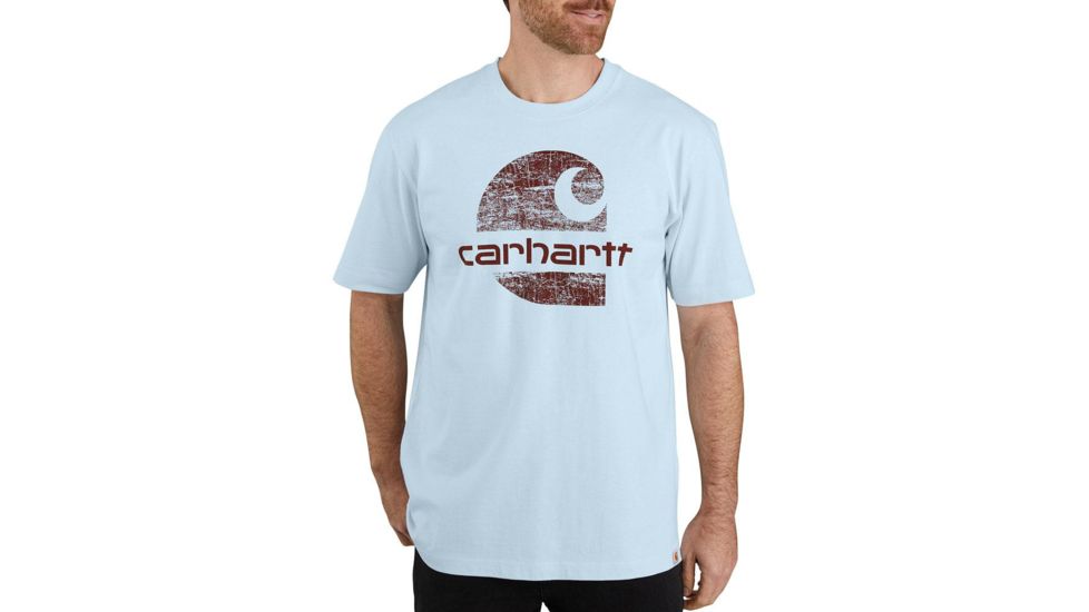 Carhartt Heavyweight Short-Sleeve Logo Graphic T-Shirt - Mens, Soft Blue, Extra Large, 104387-I20-REG-XL