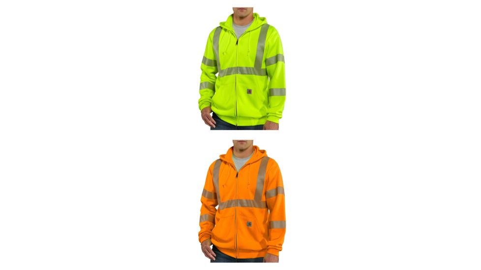 Carhartt High-Visibilty Zip-Front Class 3 Sweatshirt, Brite Lime, Brite Orange