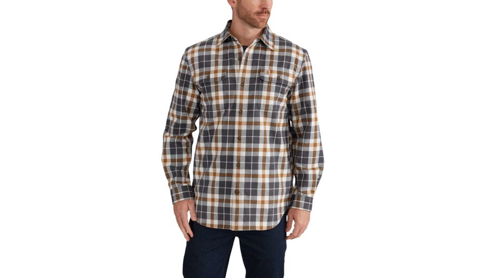 Carhartt Hubbard Plaid Shirt for Mens, Asphalt, Large/Tall 102815-066-TLL-L