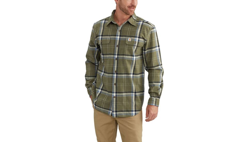 Carhartt Hubbard Plaid Shirt for Mens, Moss Heather, 2XL/Tall 102815-387-TLL-2XL