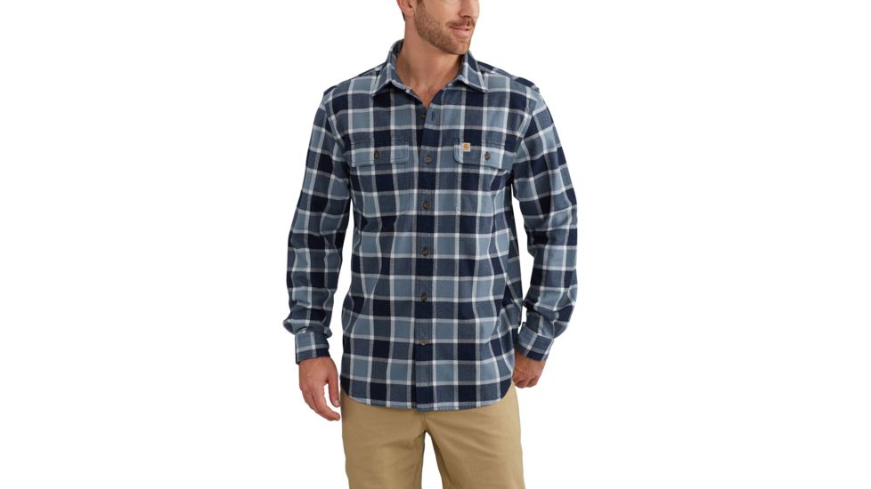 Carhartt Hubbard Plaid Shirt for Mens, Steel Blue, Extra Large/Regular 102815-437-REG-XL
