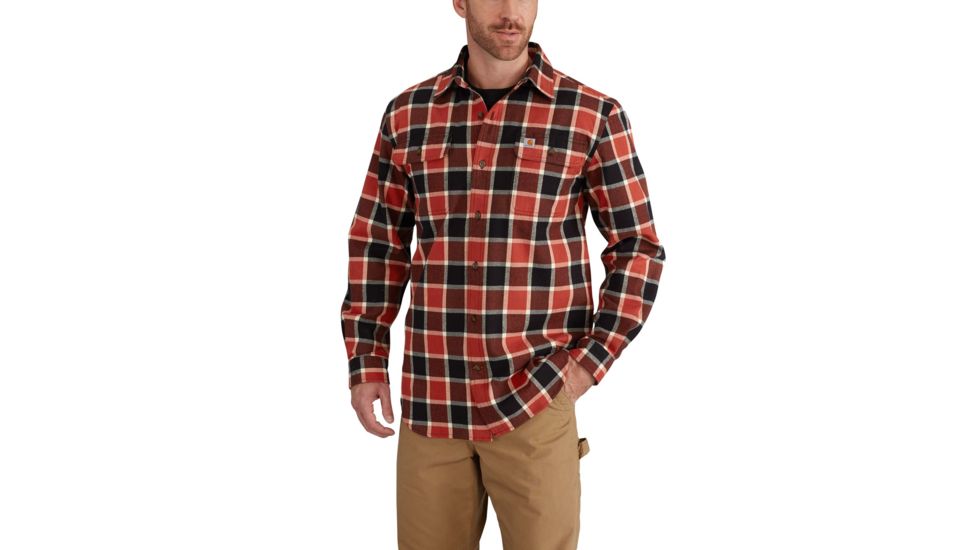 Carhartt Hubbard Plaid Shirt for Mens, Chili, 3XL/Regular 102815-647-REG-3XL