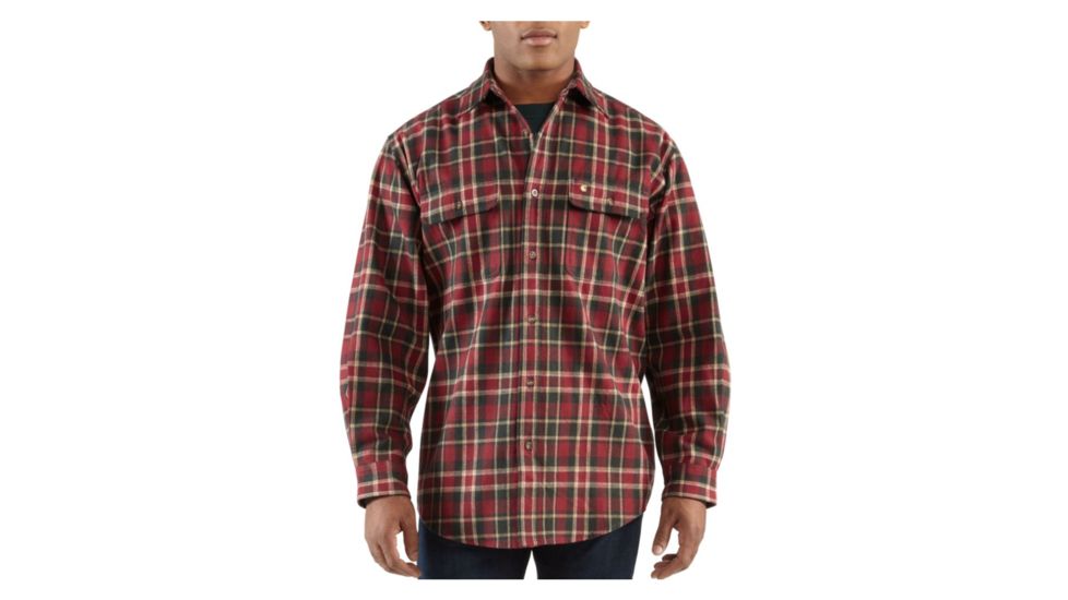 Carhartt Hubbard Plaid Shirt - Men's-Dark Red-Small
