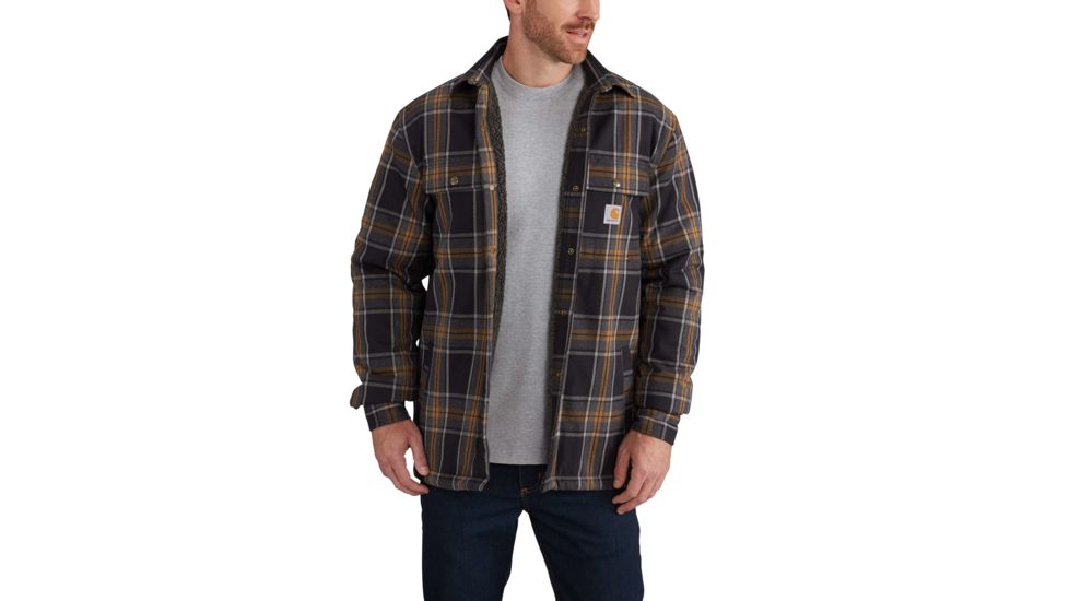 Carhartt Hubbard Sherpa Lined Shirt Jacket for Mens, Black, 2XL/Regular 102333-001-REG-2XL