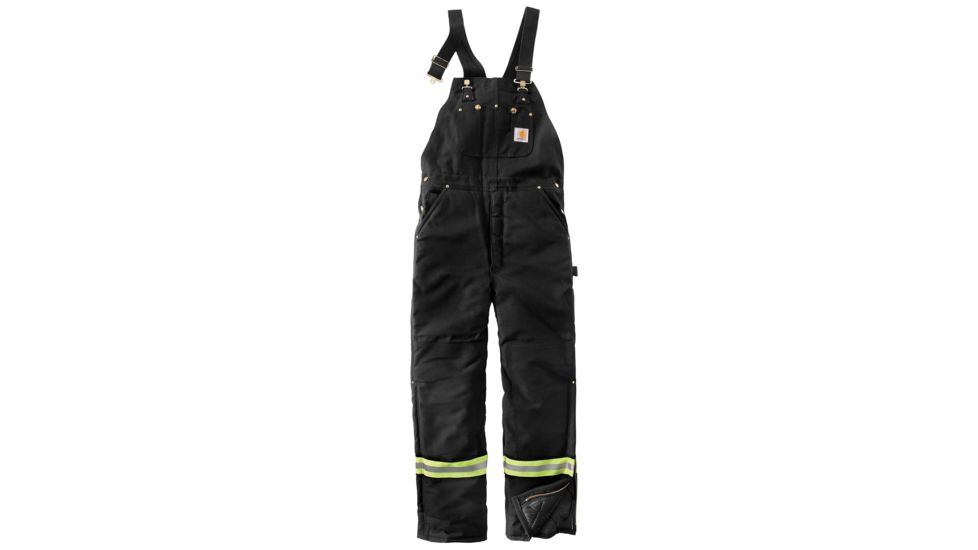 Carhartt HV Striped Duck Bib Lined Overall, Black, 30/28 101696-001-28-30