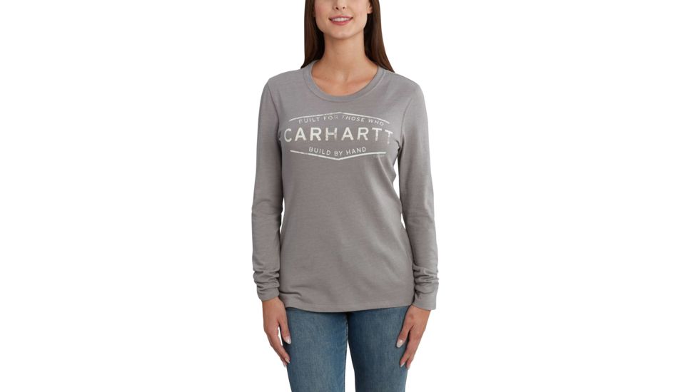 Carhartt Lockhart Grphc Bult By Hnd Long Sleeve T-Shirt for Womens, Heather Gray, Extra Small/Regular 102763-034-REG-XS
