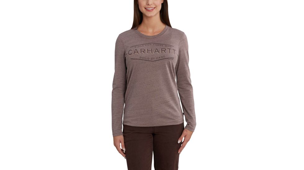 Carhartt Lockhart Grphc Bult By Hnd Long Sleeve T-Shirt for Womens, Sparrow Nep, Extra Small/Regular 102763-552-REG-XS