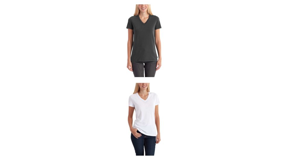 Carhartt Lockhart Short Sleeve Vneck T-Shirt for Womens, Carbon Heather, White