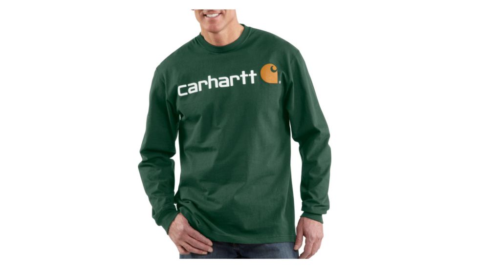 Carhartt Long Sleeve Logo T-Shirt - Men's-Hunter Green-Medium