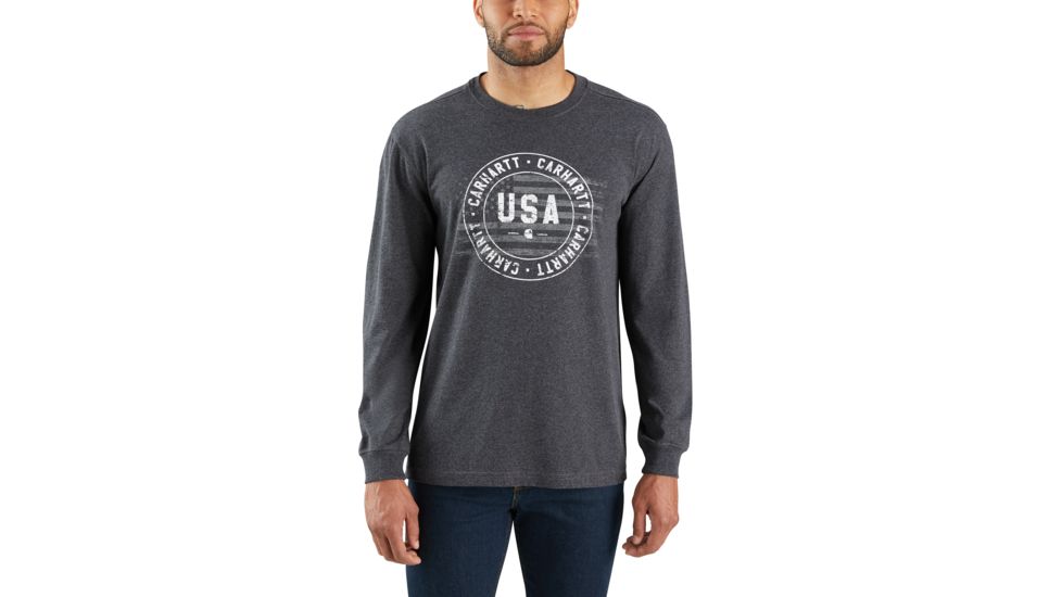 Carhartt Lubbock Carhartt USA Graphic Long Sleeve T-Shirt - Mens, Carbon Heather, Medium, 103847-026REGMA