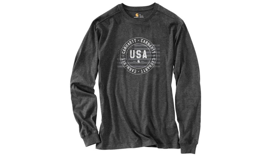 Carhartt Lubbock Carhartt USA Graphic Long Sleeve T-Shirt - Mens, Carbon Heather, Medium, 103847-026REGMA