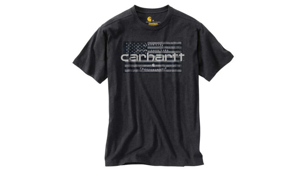 Carhartt Lubbock Craftsmanship Flag Graphic Short Sleeve T-Shirt - Mens, Carbon Heather, 4XL-Regular, 103567-026-4XL-REG