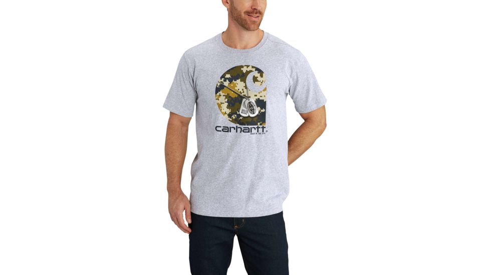 Carhartt Lubbock Graphic H2H Dog Tags Short Sleeve T-Shirt for Mens, Heather Gray, Medium/Regular 102859-034-REG-M