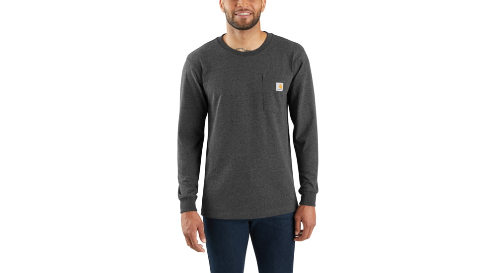 Carhartt M Workwear Mountain Ptch Grpc Long Sleeve Pkt TS - Mens, Carbon Heather, Small, 104029-026REGSA