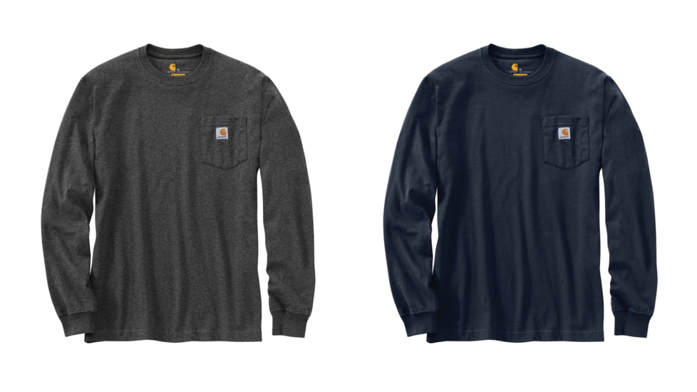 Carhartt M Workwear Mountain Ptch Grpc Long Sleeve Pkt TS - Men's, Carbon Heather, Navy