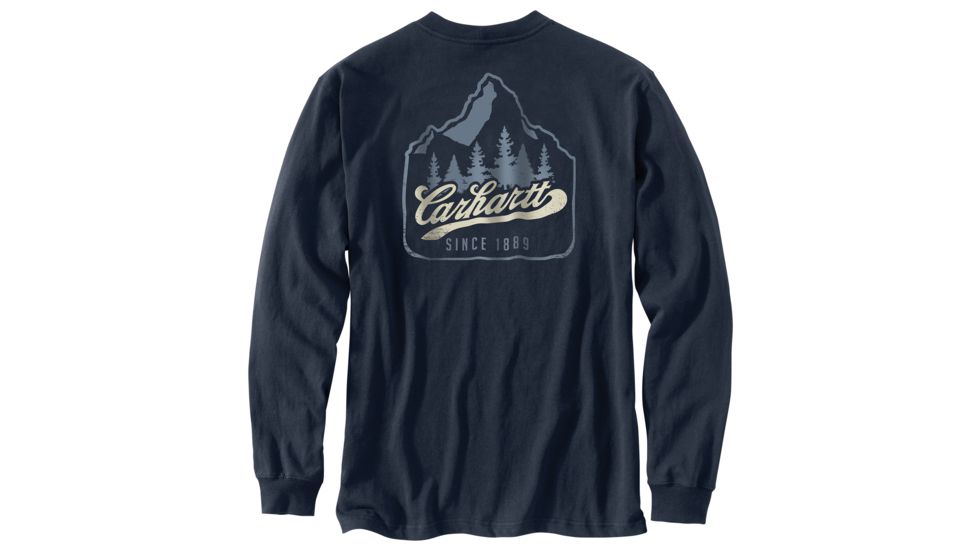Carhartt M Workwear Mountain Ptch Grpc Long Sleeve Pkt TS - Mens, Navy, Small, 104029-412REGSA