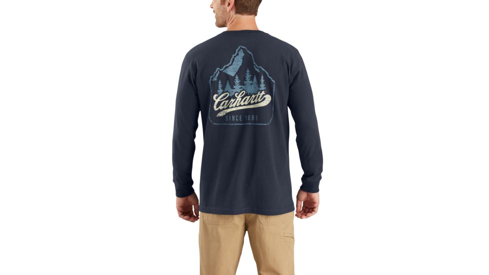Carhartt M Workwear Mountain Ptch Grpc Long Sleeve Pkt TS - Mens, Navy, Small, 104029-412REGSA