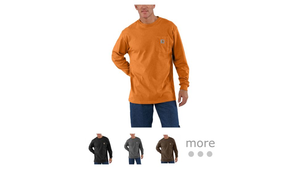 Carhartt M Workwear Pocket Long Sleeve T Shirt - Men's, Amberwood Heather, Black, Carbon Heather, Dark Brown, Heather Gray, Heather Grey