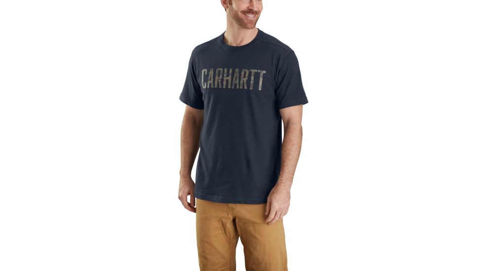 Carhartt Maddock Graphic Camo Block Logo Short Sleeve T-shirt - Mens, Navy, XL-REG 103187-412-REG-XL