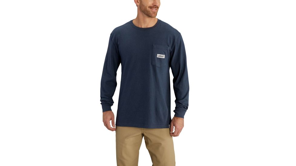 Carhartt Maddock Graphic Great Outdoors Long Sleeve T-Shirt for Mens, Navy, Extra Large/Regular 102862-412-REG-XL
