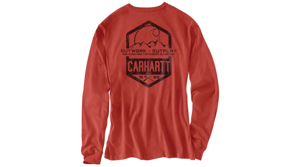 Carhartt Maddock Graphic Great Outdoors Long Sleeve T-Shirt for Mens, Chili Heather, Medium/Regular 102862-641-REG-M