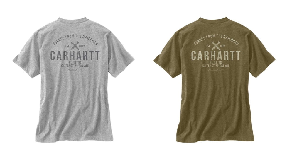 Carhartt Maddock Outlast Graphic Pocket Short Sleeve T-Shirt Regular - Mens, Heather Gray, Military Olive Heather
