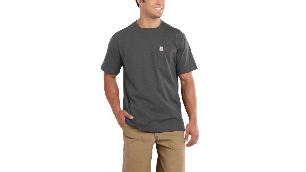 Carhartt Maddock Pocket Short Sleeve T-Shirt for Mens, Carbon Heather, Medium/Regular 101125-026-REG-M
