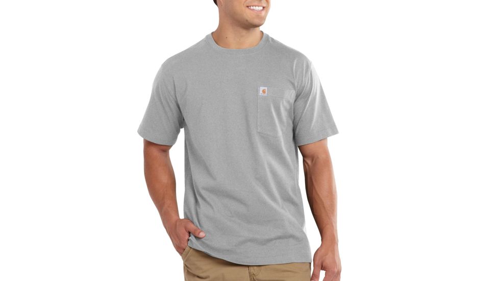 Carhartt Maddock Pocket Short Sleeve T-Shirt for Mens, Heather Gray, 2XL/Regular 101125-034-REG-2XL