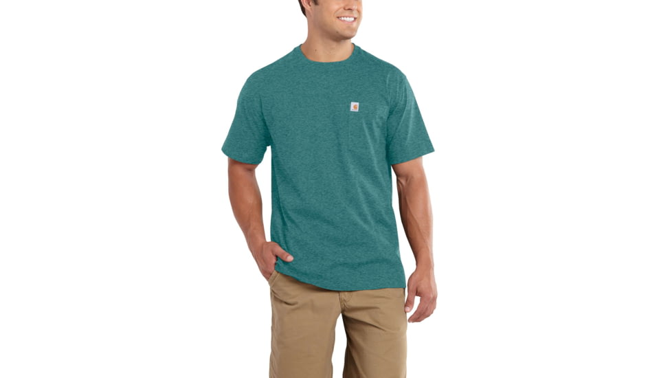 Carhartt Maddock Pocket Short Sleeve T-Shirt for Mens, Alpine Green Heather, Medium/Regular 101125-322-REG-M