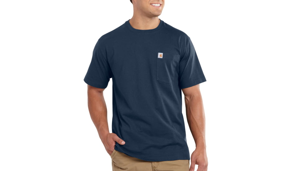 Carhartt Maddock Pocket Short Sleeve T-Shirt for Mens, Navy, Extra Small/Regular 101125-412-REG-XS