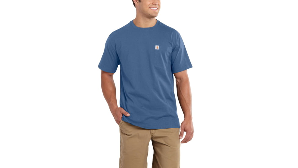 Carhartt Maddock Pocket Short Sleeve T-Shirt for Mens, Tidal Blue Heather, Medium/Regular 101125-467-REG-M