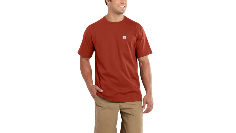 Carhartt Maddock Pocket Short Sleeve T-Shirt for Mens, Chili Heather, Medium/Regular 101125-641-REG-M