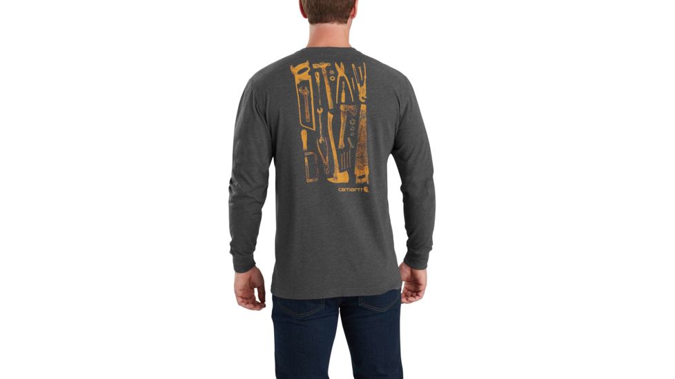 Carhartt Maddock Tool Graphic Pocket Long Sleeve Tshirt-Mens, Carbon Heather, XSmall, Regular, 103305-026-REG-XS