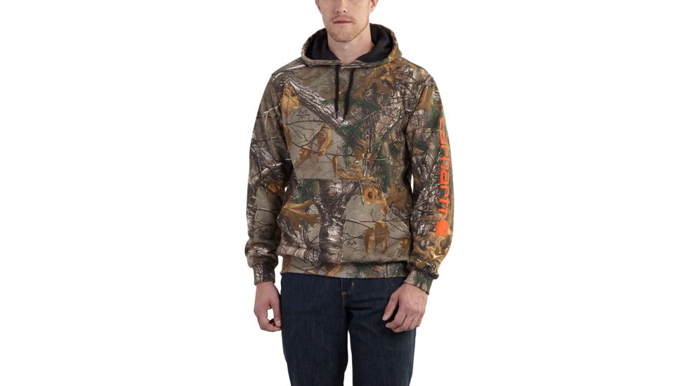 Carhartt MCamo Sleeve Logo Hooded Sweatshirt for Mens, Realtree Xtra, Medium/Regular 101763-977-REG-M