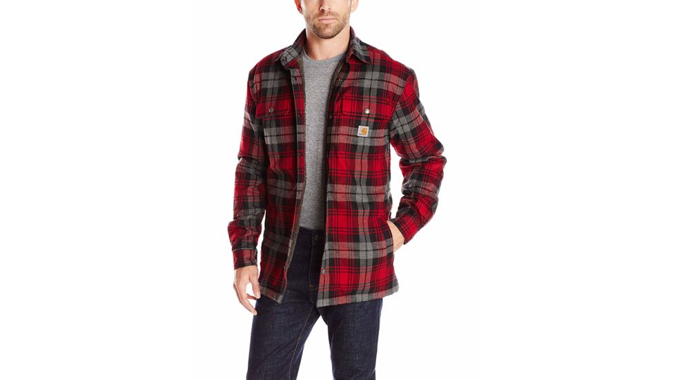 Carhartt Mens Hubbard Sherpa Lined Shirt Jac, Dark Crimson, Medium, 101752-608REGMA