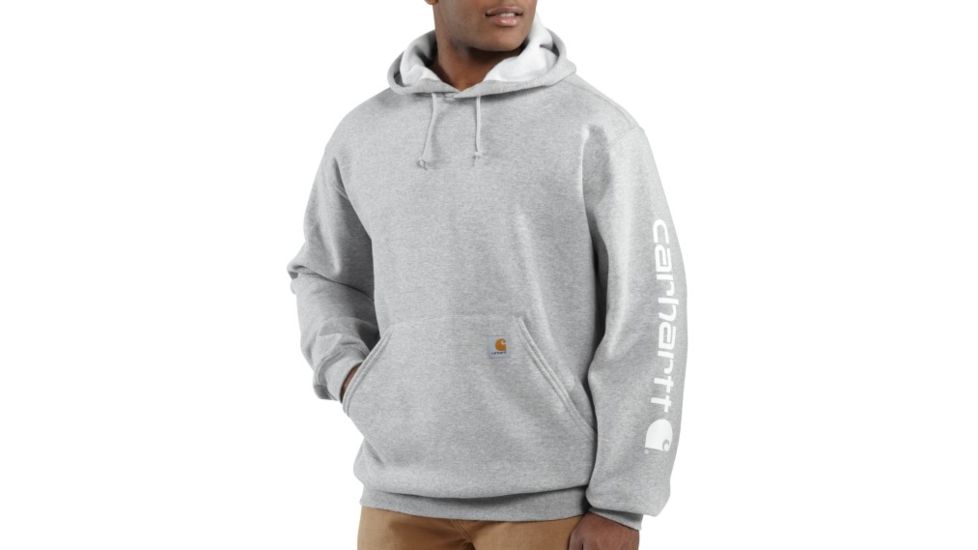 Carhartt Midweight Hooded Logo Sweatshirt - Mens-Heather Grey-Large