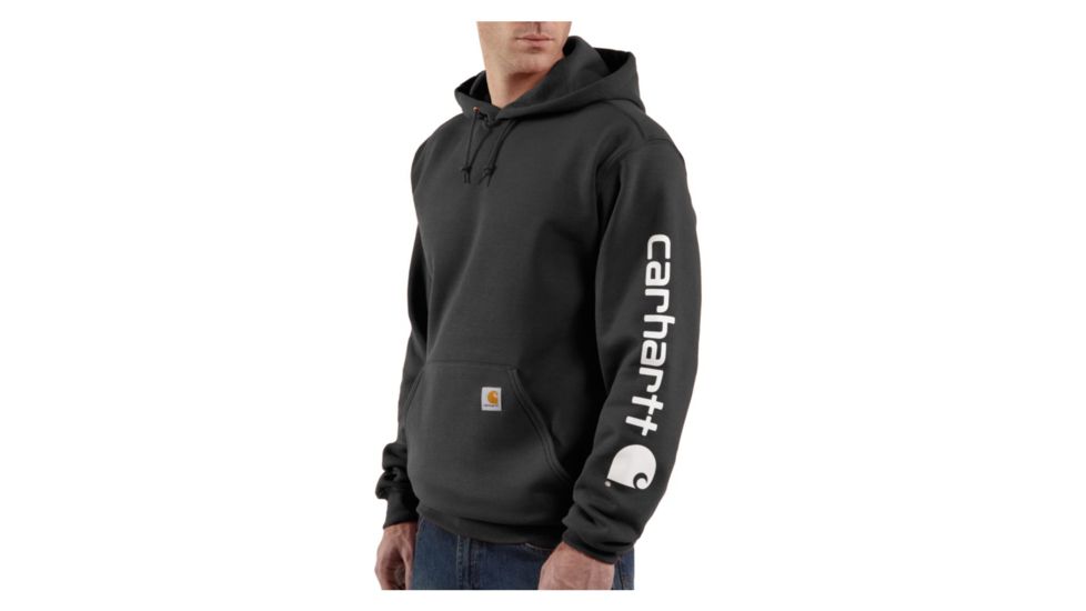 Carhartt Midweight Hooded Logo Sweatshirt - Mens-Black-Large