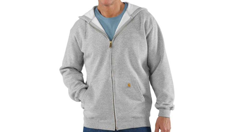 Midweight Hooded Zip-Front Sweatshirt - Mens-Heather Grey-Large-Regular