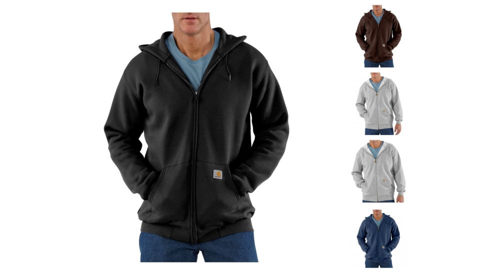 Carhartt Midweight Hooded Zip-Front Sweatshirt - Mens, Black, Dark Brown, Heather Gray, Heather Grey, New Navy