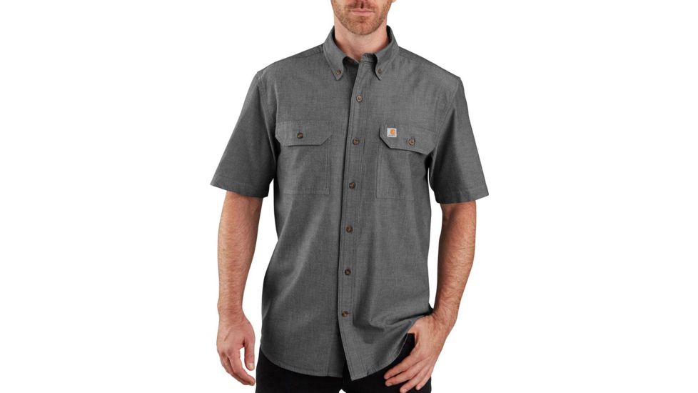 Carhartt Midweight Short-Sleeve Button-Front Shirt - Mens, Black Chambray, Medium, 104369-BKC-REG-M