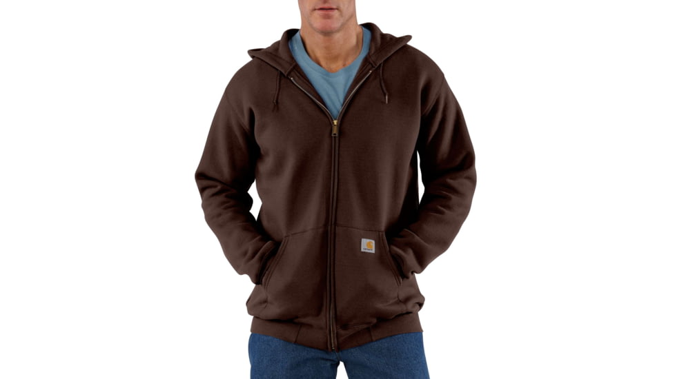 Carhartt Midweight Sweatshirt Hdd Zip Front Org Fit-Mens, Dark Brown, 4XLarge, Tall, K122-DKB-TLL-4XL