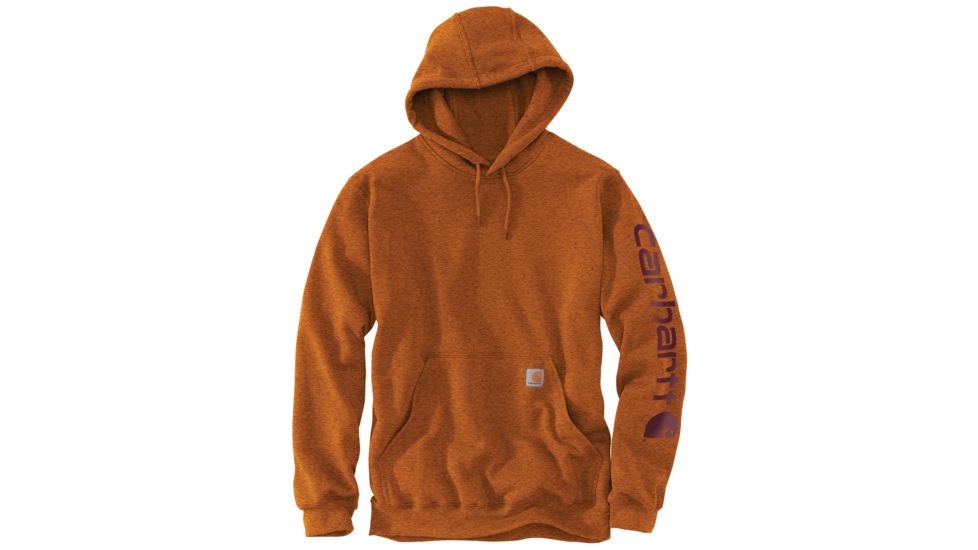 Carhartt MW Signature Sleeve Logo Hooded Swtsh - Mens, Amberwood Heather, 2XL, K288-O03REGXXLA