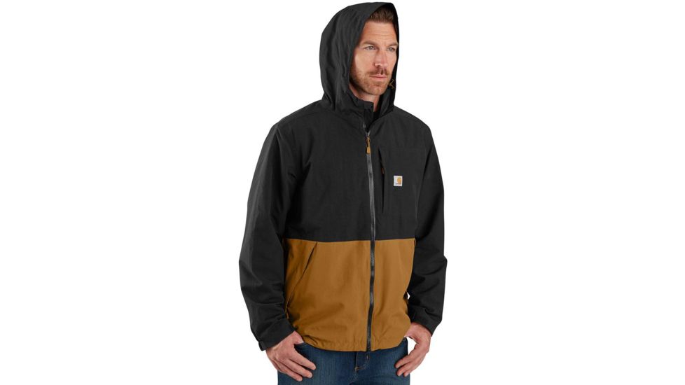 Carhartt OJ039 Storm Defender Nylon Jacket - Mens, Black/Carhartt Brown, Small, 104039-N05-REG-S