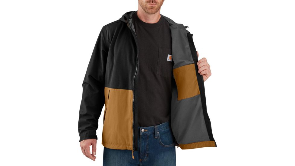 Carhartt OJ039 Storm Defender Nylon Jacket - Mens, Black/Carhartt Brown, Small, 104039-N05-REG-S