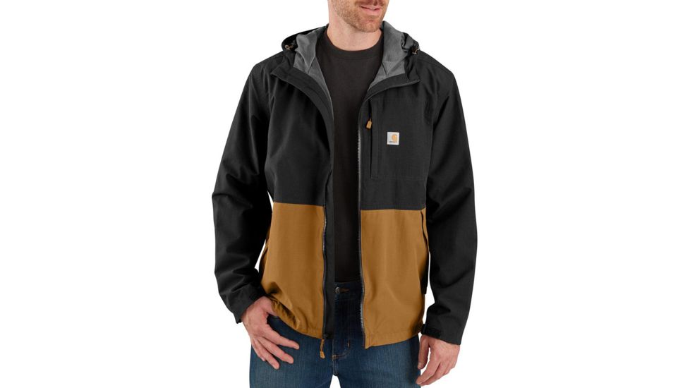 Carhartt OJ039 Storm Defender Nylon Jacket - Mens, Black/Carhartt Brown, Small, 104039-N05-REG-S
